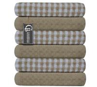 Casabella Confezione da 6 strofinacci da cucina in spugna di cotone, morbidi, altamente assorbenti, per piatti e bar, prezzo imbattibile (set da 6 pezzi, beige)