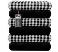 Casabella Confezione da 6 strofinacci da cucina in spugna di cotone, set di strofinacci da cucina morbidi e altamente assorbenti (set da 6 pezzi, nero)