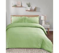 Casabella Set copripiumino a righe in raso, biancheria da letto di lusso color salvia con strisce di raso, qualità alberghiera, copripiumino super king size con federe a righe