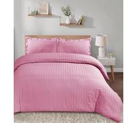 Casabella Set copripiumino a righe in raso, lussuoso, per letto king size, con strisce in raso, qualità alberghiera, copripiumino e federe per letto king size