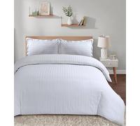 Casabella Set copripiumino a righe in raso, lussuoso, per letto matrimoniale, con strisce in raso, set copripiumino matrimoniale e federe di qualità alberghiera