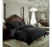 Casabella - Set copripiumino e federa, con fasce di velluto schiacciato, per letto super king, nero