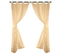 CASAbella Tenda Jenny per Porta Finestra, 2 Pannelli cm 60x240, Tessuto Semitrasparente a Righe, Colori Disponibili: Verde, Oro, Ghiaccio, Azzurro, Beige (Beige)