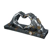 Casablanca 37049 - Scultura Love Steampunk a forma di cuore, in argento anticato, con elementi color rame, altezza 16 cm