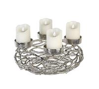 Casablanca - Candelabro dell'Avvento Twigs, Argento Antico, Diametro 37 cm, in Alluminio nichelato, per Quattro Candele (L x P x A) 0 x 0 x 14 cm