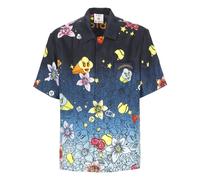 Casablanca - Collage D’Icones Short-Sleeve Silk Shirt - - Shirts - Uomo - Blu - M