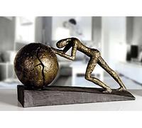 Casablanca Design Esclusiva scultura Heavy Ball in poly finitura bronzo, base nera, altezza 21,5 cm, lunghezza 37 cm