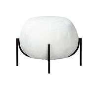 Casablanca modernes Design GILDE Pouf, Metallo Velluto, Bianco, Höhe 40 cm