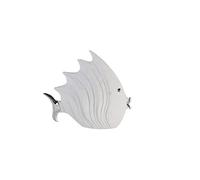 Casablanca modernes Design Pesce Decorativo Effetto Pietra, 29 x 26 cm, Bianco/Argento