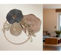 Casablanca modernes Design Relief Artisto in MDF e metallo, strutturato, 65 x 70 x 5 cm, beige/grigio/naturale