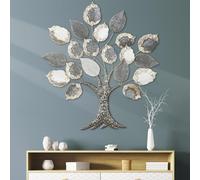 Casablanca modernes Design Relief Big Tree in metallo lucido strutturato a forma di albero, grigio, 104 x 93 x 5 cm