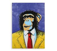 Casablanca Quadro da parete XXL Scimmia Pop Art - Decorazione da parete Scimmia Street Art - Decorazione soggiorno colore blu/giallo - 70 x 100 cm