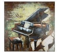 Casablanca - Quadro Grand Piano quadrato, in metallo, strutturato, nero, altezza 100 cm x larghezza 100 cm, decorazione da parete