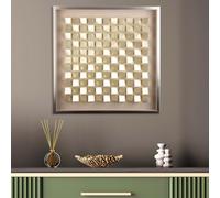 Casablanca - Quadro quadrato in legno, color champagne lucido, effetto metallico, 70 x 70 x 7 cm