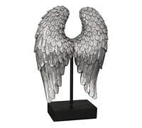 Casablanca - Scultura decorativa a forma di ali d'angelo, in poli, colore: argento, altezza 30 cm