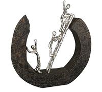 Casablanca - Scultura decorativa moderna, in alluminio e legno, colore: argento naturale, altezza 32 cm