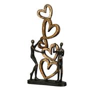 Casablanca - Scultura decorativa, motivo: cuore su cuore, in poli, finitura anticata, 41 x 21 x 6,5 cm