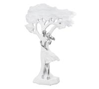 Casablanca - Scultura dell'amore in resina, a forma di albero e coppia, effetto metallico opaco, altezza 44 cm, bianco