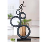Casablanca - Scultura running, in resina, finitura anticata, colore: antracite/rame, motivo: corridore, altezza: 47 cm, larghezza: 26 cm, profondità: 7,5 cm, decorazione artistica, statuetta