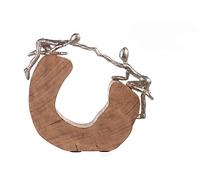 Casablanca - Scultura, statuetta decorativa - supporto - legno di mango/alluminio - fatto a mano - altezza 24 cm