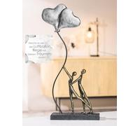 Casablanca - Statuetta decorativa a forma di cuore, in resina, colore bronzo, per matrimonio, altezza 48 cm