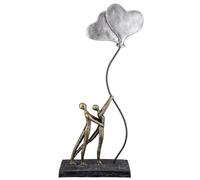 Casablanca - Statuetta decorativa a forma di cuore, in resina, colore bronzo, per matrimonio, altezza 48 cm