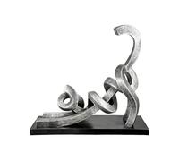 Casablanca - Statuetta decorativa a forma di gatto, in resina, colore: argento, idea regalo per gli amici dei gatti, altezza 29 cm