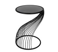 Casablanca - Tavolino Ray rotondo, in vetro e metallo, colore: nero, altezza 53 cm x diametro 39 cm