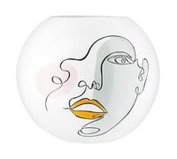 Casablanca - Vaso a sfera Voir in resina artificiale, altezza 21 cm x diametro 25 cm, motivo facciale, colore: bianco