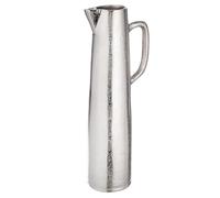 Casablanca - Vaso con manico Brocca, in alluminio, colore argento, finitura anticata, altezza 40 cm x diametro 11 cm
