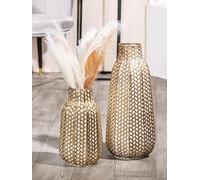 Casablanca Vaso decorativo grande - Moderno vaso in metallo decorazione erba della pampa soggiorno - regalo di compleanno - Colore: oro altezza 38 cm