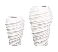 Casablanca Vaso decorativo Vaso in ceramica - con struttura scanalata - Materiale: ceramica - Colore: bianco opaco - Altezza: 20 cm