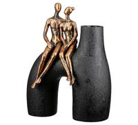 Casablanca - Vaso Movement in resina sintetica, colore nero, effetto metallico, altezza 26 cm, forma uomo e donna