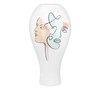 Casablanca Voir - Vaso in resina - Bianco - Motivo facciale - Altezza 36 cm x Ø 19 cm - Vaso decorativo pancia