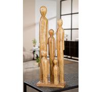 Casablanca We Are Family - Scultura in legno di mango naturale ruvido opaco, motivo famiglia, altezza 53 cm, larghezza 18 cm, profondità 9 cm