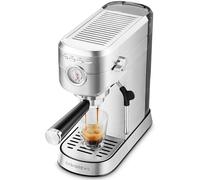 CASABREWS Macchina Caffè Macinato, 20 Bar Macchina da Caffè Espresso Manuale e Cappuccino, Per Polvere, Serbatoio Estraibile 1L, 1350W, Piano Scaldatazze, Inox, Argento