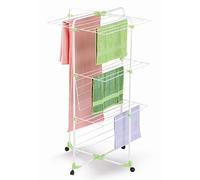 Casabriko 90002 Stendibiancheria a Torre, 3 Piani, Metallo e Resina, Bianco/Verde/Azzurro, 67x4x128 cm