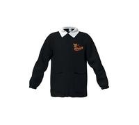Casacca Bambino Divisa Scuola Primaria, Colore Nero, Ricamo Never Stop, Colletto Nero (9 anni - 80-134 cm)