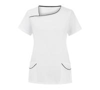 Casacca da donna, elasticizzata, a maniche corte, per chirurgia medica, abbigliamento da lavoro per infermieri, dentisti, veterinari, estetista e toelettatura cani (A-1, S)