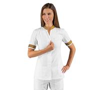 Casacca Donna Bianca Con Profili Oro Per Centro Benessere Estetico Allacciatura Centrale 002670 (S)