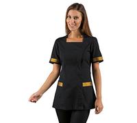 Casacca Donna Spa Centro Benessere Nera Con Particolari In Oro Collo Quadrato Mezza Manica Vestibilità Aderente 005371 (M)