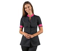 Casacca Donna Spa Centro Benessere Nera Con Profili Fuxia Mezza Manica Vestibilità Extra Slim 002686 (L)