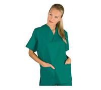 Casacca Medico Collo a V Verde Chirurgia a Manica Corta - Isacco - Infermiere