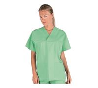 Casacca Medico Unisex Collo a V Verdino a Manica Corta - Isacco - Infermiere