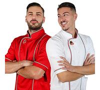 CASACCA PIZZAIOLO CON PROFILI ITALIA - con RICAMO (XS, ROSSO)