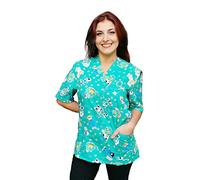 Casacche,Camici da Lavoro,Scollo V,Divisa per Dentista Pediatria Ospedaliera Veterinario (Verde, L=50-52)