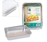 CasaChic Contenitore Alluminio Rettangolare Con Coperchio 8 Porzioni, 1 pz - Vaschetta Grande per Cottura e Asporto (32x25x5 cm)