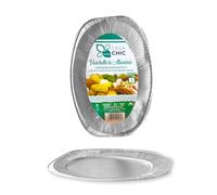 CasaChic Contenitore Alluminio Vassoio Medio, 1 pz - Piatto da Portata Monouso in Alluminio (43x28x3 cm)