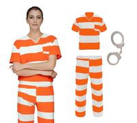 CASACLAUSI Costume da prigioniero da donna, tuta a righe, per adulti, detenuto, carcere, Halloween, cosplay