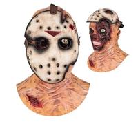 CASACLAUSI Maschera da hockey spaventosa Jason con volto marcio killer horror doppio strato sanguinante uccide maschera costume di Halloween puntelli per adulti